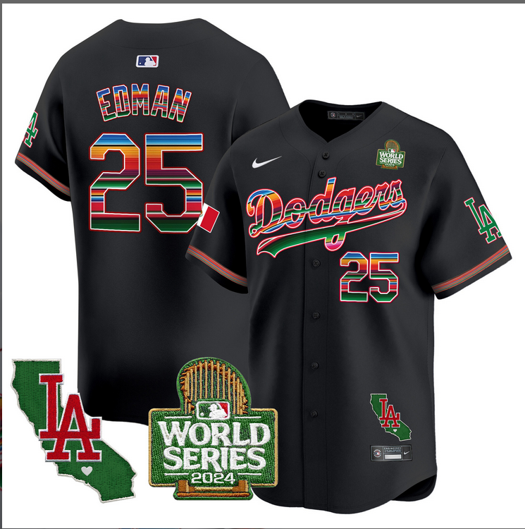 Men MLB Mexico Los Angeles Dodgers #25 Edman black 2024 World Series Champions Patch Jersey 2024110->los angeles dodgers->MLB Jersey
